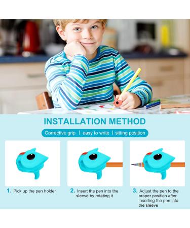 Buy Vicloon Ergonomic Pencil Handles - 3 Writing Aids for Kids Includes 6 Cartoon Pen Caps & Owl Design (Green) - Perfect for Right & Left-Handers | International Shipping Available - Buy Online on SooperMarket.com