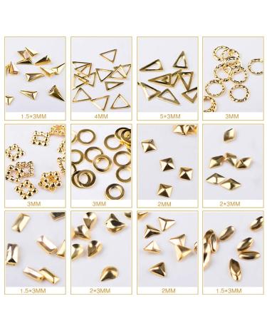 Frcolor 120 Pcs Rose Gold Nail Art Studs - 3D DIY Nail Charms & Decorations | Mixed Metallic Rivets & Shapes - Buy Online on SooperMarket.com