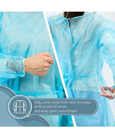  50-Pack Disposable Isolation Gown FDA Registered AAMI Level 1 PP & PE 30g Fully Closed Double Tie Back Elastic Cuffs Fluid Resistant Unisex (50) - Buy Online on SooperMarket.com
