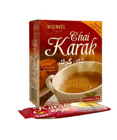 CENVEL Karak Chai Sweetened | Premium Instant Tea | Karak Tea Natural Instant Karak Indian Tea | 8 Sachets (Pack of 1)