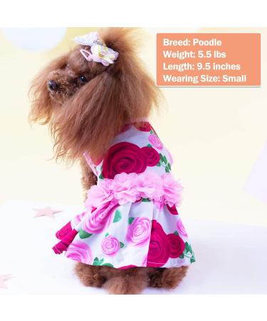 KYEESE Elegant Princess Dog Dress with Rose and Flowers Decor for Small Dogs - Medium Size | Spring Summer Dog Apparel - Buy Online on SooperMarket.com