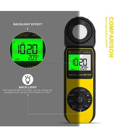 HOLDPEAK HP-881D Digital Lux Meter | 1-400,000 Lux/1-40,000 FC | Rotatable Detector for LCD Lights and Plants | Lumen Meter - Y-HP-881D - Buy Online on SooperMarket.com