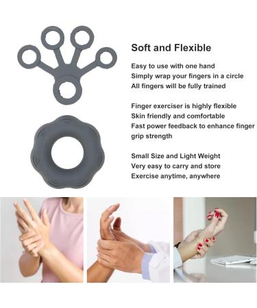 Finger Exerciser Skin Friendly Flexible Hand Grip Strengthener Lightweight Silicone Reduce Stiffness for Weak Hands for Elderly Dark Grey - Buy Online on SooperMarket.com
