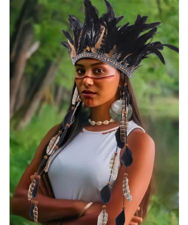 Zoestar Indian Feather Headband Tribal Feathers Crown Headpiece Carnival Headdress Festival Costume Hair Accessories for Women and Girls - Buy Online on SooperMarket.com