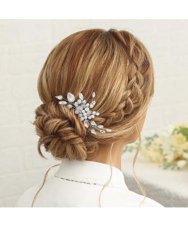 Easedaily Silver Crystal Bridal Hair Comb - Opal Wedding Hair Piece for Women and Bridesmaids - Buy Online on SooperMarket.com