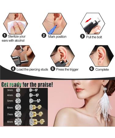 Stainless Steel Ear Piercing Gun Kit with Iodophor Swab - Salon Quality Piercing Tool Set for Nose, Navel, and Ears - Buy Online on SooperMarket.com