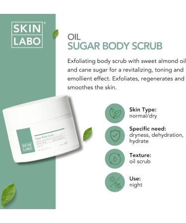 SKIN LABO SkinLabo - Sugar Body Scrub Revitalizing Effect Regenerates and Smoothes the Skin with Sugar Crystals and Sweet Almond Oil - 200 ml New Version - Buy Online on SooperMarket.com