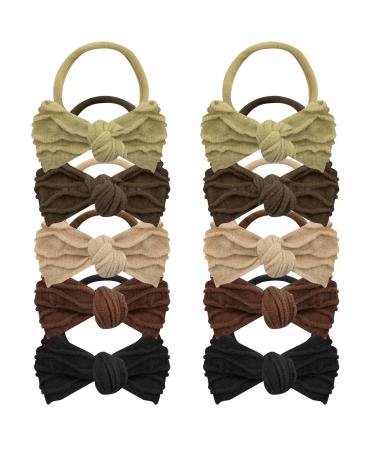 10 Bow Hair Accessories 5 Color Seamless Hair Ties Ponnytail Holdders Soft Elastic hair scrunchies No Damage Strechy Nylon Hair Bobbles for Toddler Baby Kids Girls Women Gift morandi
