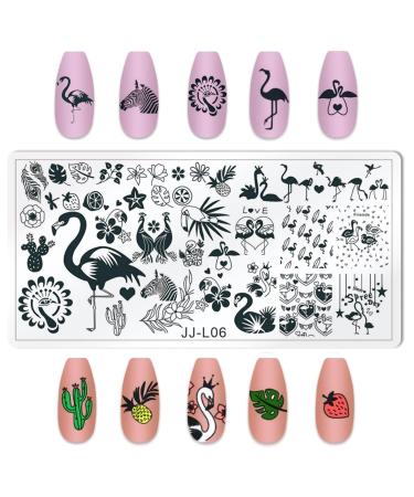 Runrayay Nail Art Stamp Plate - Flamingos Series | DIY Nail Stamping Templates for Creative Designs with Birds Leaves & Flowers - Buy Online on SooperMarket.com