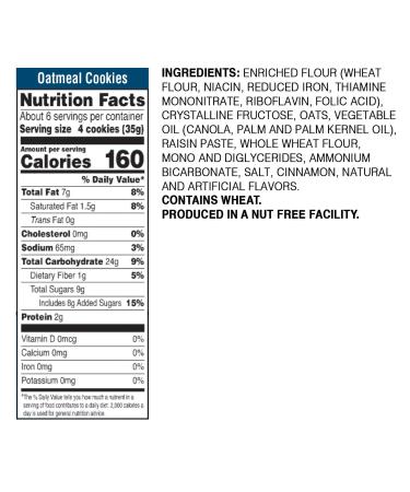 Fifty 50 Low Glycemic Hearty Oatmeal Cookies - 7 oz (198 g) | Healthy Snack - Buy Online on SooperMarket.com