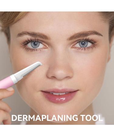 Premium Dermaplaning Tool for Women | Exfoliate Peach Fuzz & Dead Skin | Durable Eyebrow Razors with 4 Blades | Perfect Christmas Stocking Stuffer Gift - Pink - Buy Online on SooperMarket.com