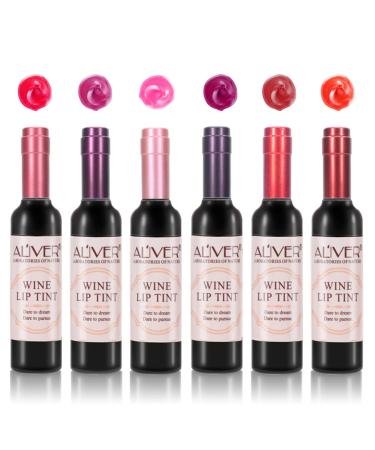 Moulis Wine Lip Tint 6 Colors Lip Gloss Matte Wine Lip Stick Long Lasting Waterproof Lip Tint Set Moisturizing Non Stick Lip Sticks  6 Count (Pack of 1)