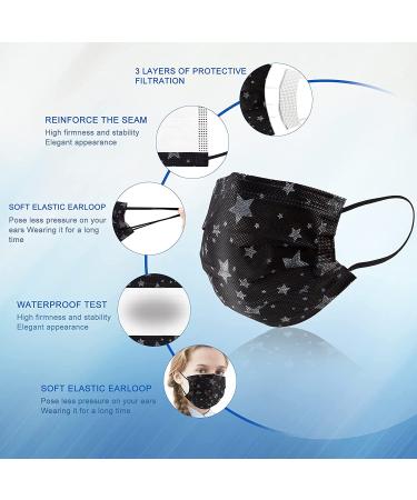 Sooqoo 50 Pack Disposable Printed Face Mask - Individually Packaged Black/Gray - Buy Online on SooperMarket.com