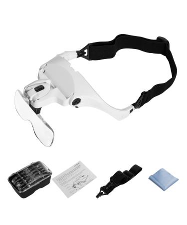 joybest Headband Magnifier with LED Light, Head Mount Magnifier Glasses Light Bracket for Handsfree Reading Jewelry Loupe Watch Repair Sewing Lash Extension Dentist Tailor, 5 Replaceable Lenses