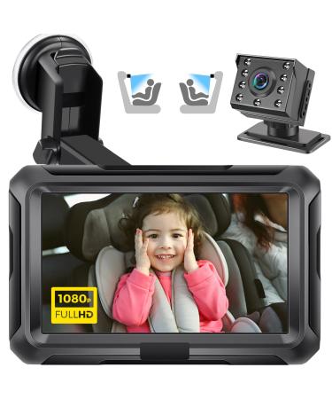 Zacro Baby Car Camera HD 1080P - Car Baby Mirror with 4.3'' Display for Rear Seat - Baby Car Monitors with Night Vision Function Wide View Angle Reusable Sucker Bracket - Car Mirror Baby Rear View 4.3inch HD 1080P II01(with bracket)