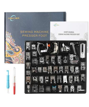 Aiskaer Professional 48pcs Sewing Machine Presser Feet Set for Brother, Babylock, Singer, Janome, Elna, Toyota, New Home, Simplicity, Kenmore,