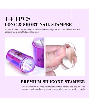 Saviland French Nail Stamper - 14PCS Silicone French Tip Stamp Kit - Purple Nail Stamper Set for French Manicure - Nail Tech Supplies Gift for Women - Buy Online on SooperMarket.com