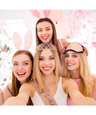 Personalized Birthday Sash & Crown Set for Women - Birthday Cake Toppers & Gift Kit - Rhinestone Hair Accessories - Rose Gold - Buy Online on SooperMarket.com