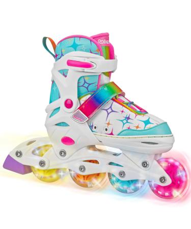 Stryde Adjustable Youth Inline Skates with Light Up Wheels Medium White/Teal