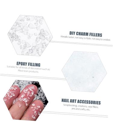 Mikinona 1 Glass Chip Vintage Glass Ornament Crafts Chips in Bulk Vintage Vase Crushed Glass Metal Filler Rhinestone for Nails Metallic Glass Beads Bottle Irregular Jewelry Drill 0.5X0.3cm transparent - Buy Online on SooperMarket.com
