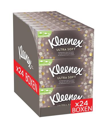 Kleenex Ultra Soft Facial Tissue Boxes For Daily Use 3-ply 24 Boxes of 64 Tissues White 64 Pieces (Pack of 24)
