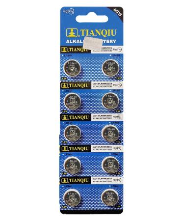 Tianqiu 10Pcs Ag13 Lr44 357 Sr44Sw Alkaline Battery