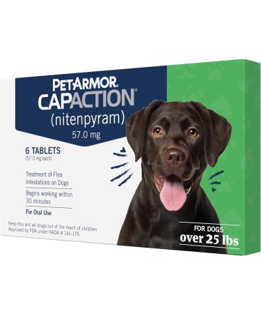 PetArmor Capaction Oral Flea Treatment for Dogs Over 2 lbs, Fast Acting, 6 Tablets Over 25 lbs