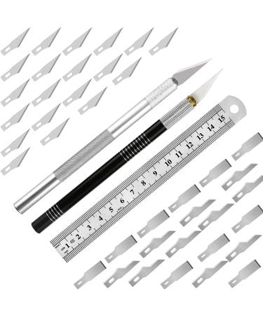 43Pc Exacto Art Knives & Blades Precision Carving Craft Knife Hobby Knife Kit 40 Spare Blades for Art Stencil Scrapbook