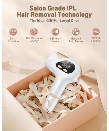 Buy Latest 3 in 1 IPL Hair Removal Device - 999 900 Pulses 9 Energy Levels Pain-Free | Best for Men & Women - Face Armpits Legs Body - Buy Online on SooperMarket.com