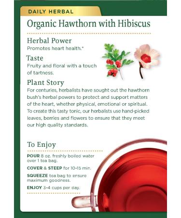 Organic Hawthorn & Hibiscus Herbal Tea | Heart Health Support | 16 Tea Bags - Buy Online on SooperMarket.com