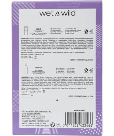 Wet n Wild Glow Me Up Set Make-up Set with Brightening Face Primer Serum & Photo Focus Stick Foundation in Soft Beige Shade Face Make-up Set for Radiance Boost and Intense Moisture - Buy Online on SooperMarket.com