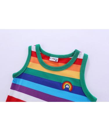 Mud Kingdom Little Boys Rainbow Stripe T-Shirt - Green Sleeveless (6 Years) - Buy Online on SooperMarket.com