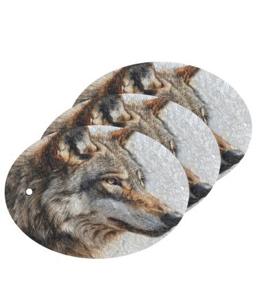 Kigai Sketch Wolf Scrubbing Sponge 3 Packs Reusable Dish Wash Scrub Sponge Clean Stubborn Oil Stains Anti-Scratch Cleaning Sponge for Kitchen Tableware