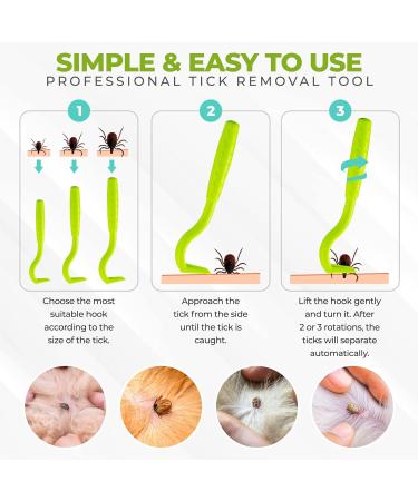 Rubigo 3 Pack Tick Remover Tools For Dogs Cats Humans. | Quick Safe And Painless Removal Of All Tick Sizes. 3 Different Sized Strong Plastic Tick Removers | For All Pets (Green) - Buy Online on SooperMarket.com