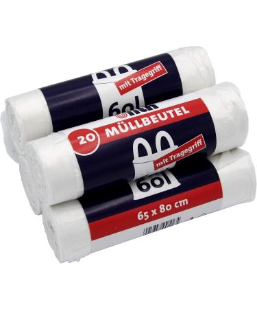 1000 Tear-Resistant 60L Garbage Bags with Handles - 20 Pieces/Roll Liquid-Tight & Recyclable - Eco-Friendly Packaging (50s Pack) for International Shipping - Buy Online on SooperMarket.com