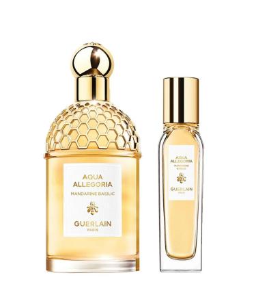 Guerlain Aqua Allegoria Mandarine Basilic Travel Set for Women Eau De Toilette Spray 4.2 Oz + Purse Spray EDT 0.5 Oz