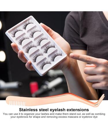Eyelash Extension Tweezers | Stainless Steel Eyelash Appliant Tool with Comb - Pekmar Ros gold - Buy Online on SooperMarket.com