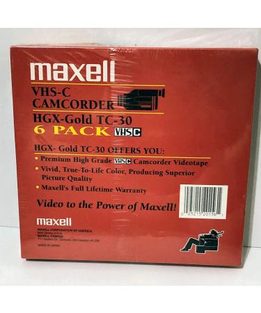 Maxell VHS-C Camcorder HGX-Gold TC-30 6-Pack - High-Quality Video Recording Tapes - Buy Online on SooperMarket.com