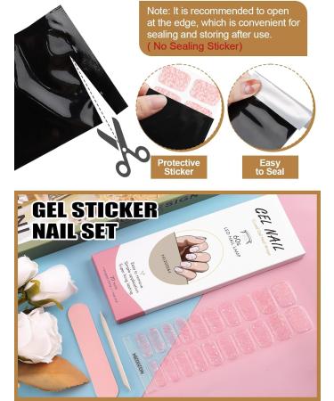 Kalolary 20PCS Luminous Glitter Gel Nail Polish Strips - Glow in the Dark Adhesive Full Wrap Sticker Set with Nail File - Waterproof Pink Gel Nail Wrap Stickers - Buy Online on SooperMarket.com