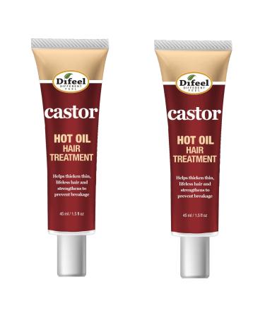 Difeel Hot Oil Hair Treatment with Castor Oil 1.5 oz. (Pack of 2) - Natural Castor Oil for Hair Growth