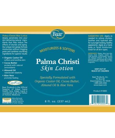 Buy Baar Palma Christi Skin Lotion - Organic Castor Oil Cocoa Butter & Aloe Vera - 8 fl. oz | International Shipping Available - Buy Online on SooperMarket.com