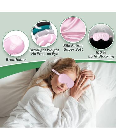 4 Pcs Silk Sleep Mask Set - Soft Satin Eye Covers for Sleeping & Travel - Elastic Strap Eyeshade for Men & Women - 4 Colors Available - Buy Online on SooperMarket.com
