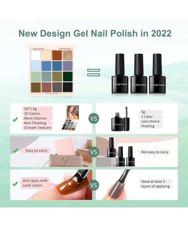 16-Color Solid Gel Nail Polish Palette - Valley Green Cream Gel & Brush Kit for Stunning Nail Art - Buy Online on SooperMarket.com