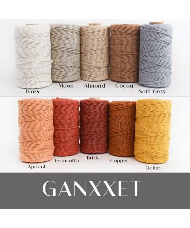 GANXXET Bay Leaf Color Macrame Cotton Cord 2mm 3 ply Recycled | 480 Feet / 160 Yards | DIY Macrame and Crafts Cord for Wall Hangings, Plant Hangers, Coasters - Buy Online on SooperMarket.com