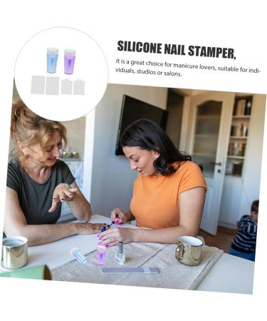 AOKWAWALIY 2 Sets Nail Stamp Nail Kits Girl Nail Art Printing Accessory Nail Art Stencils Nail Accessories Nail Pattern Printing Stamper Silica Gel Scraping Board Fully Transparent 6.5X3X3CM Purple Blue - Buy Online on SooperMarket.com