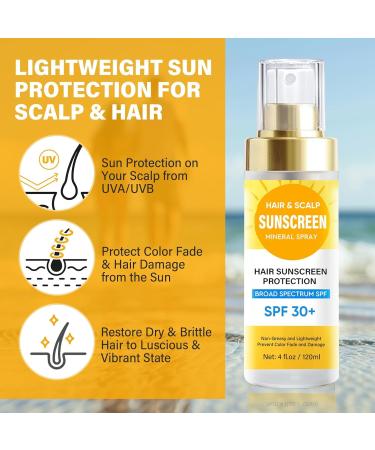 Hair & Scalp Sunscreen SPF 30 Scalp Protector Spray Prevent Hair Color Fade/Dryness Suitable for Hiking/Beach/Running Non-Greasy Formula - Buy Online on SooperMarket.com