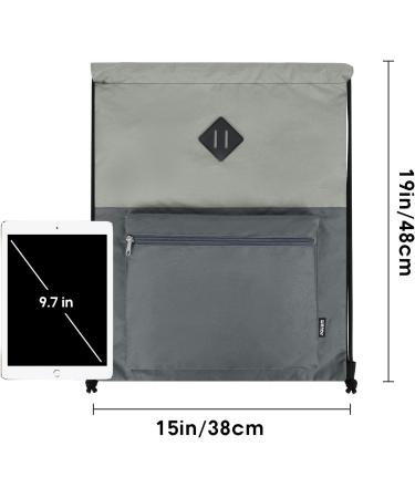 WANDF Drawstring Gym Bag with Wet Compartment - Water-Resistant Cinch Bag for Men and Women (Grey) - Buy Online on SooperMarket.com
