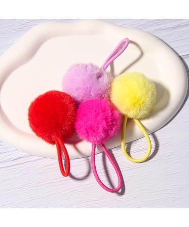 SUSULU Faux Rabbit Fur Pompom Hair Ties - 12pcs Yellow Scrunchies for Women - Buy Online on SooperMarket.com