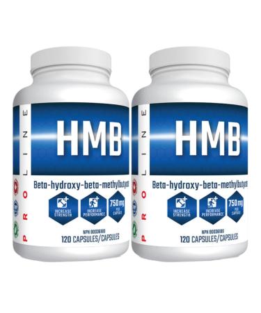 Pro Line HMB Capsules | 3000mg HMB (Beta-Hydroxy Beta-Methylbutyrate) 750mg Per Capsule | HMB Leucine Supplement for Muscle Growth Recovery Muscle Soreness Strength | 120 Capsules (Pack of 2) 120 count (Pack of 2)
