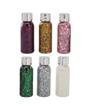 6 Colors 180ML Glitter Set Arts and Craft Supplies Glitter Festival Glitter Makeup Glitter Multiple Highlights Art Craft Sequin Pigment Powder Dust Set for Body Nail Face Hair Eyeshadow Makeup